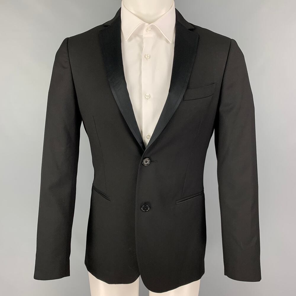 JOHN VARVATOS Size 36 Black Wool Notch Lapel Sport Coat